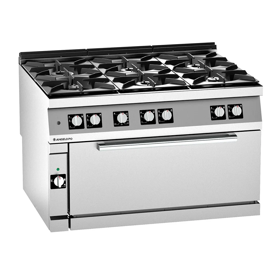 Six Burner Gas موقد طهي with Large Static فرن